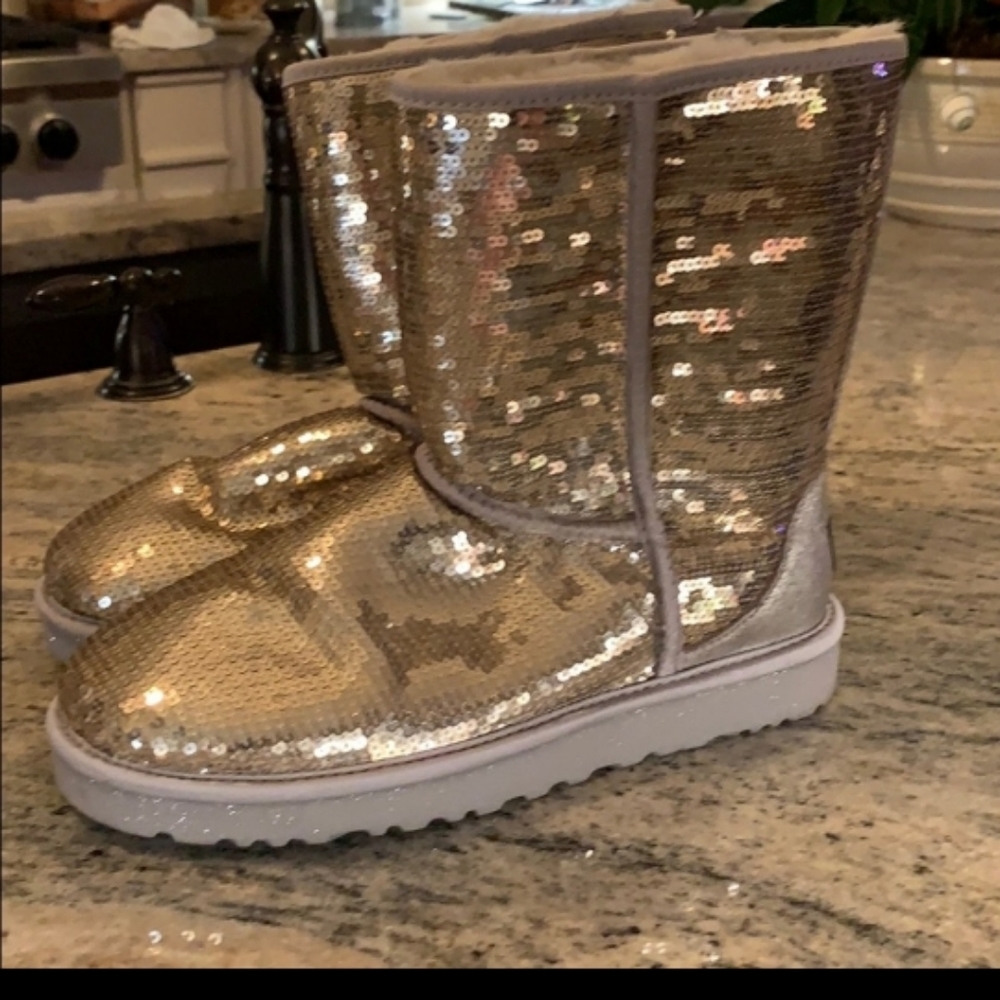 Gold sequined Uggs size 9